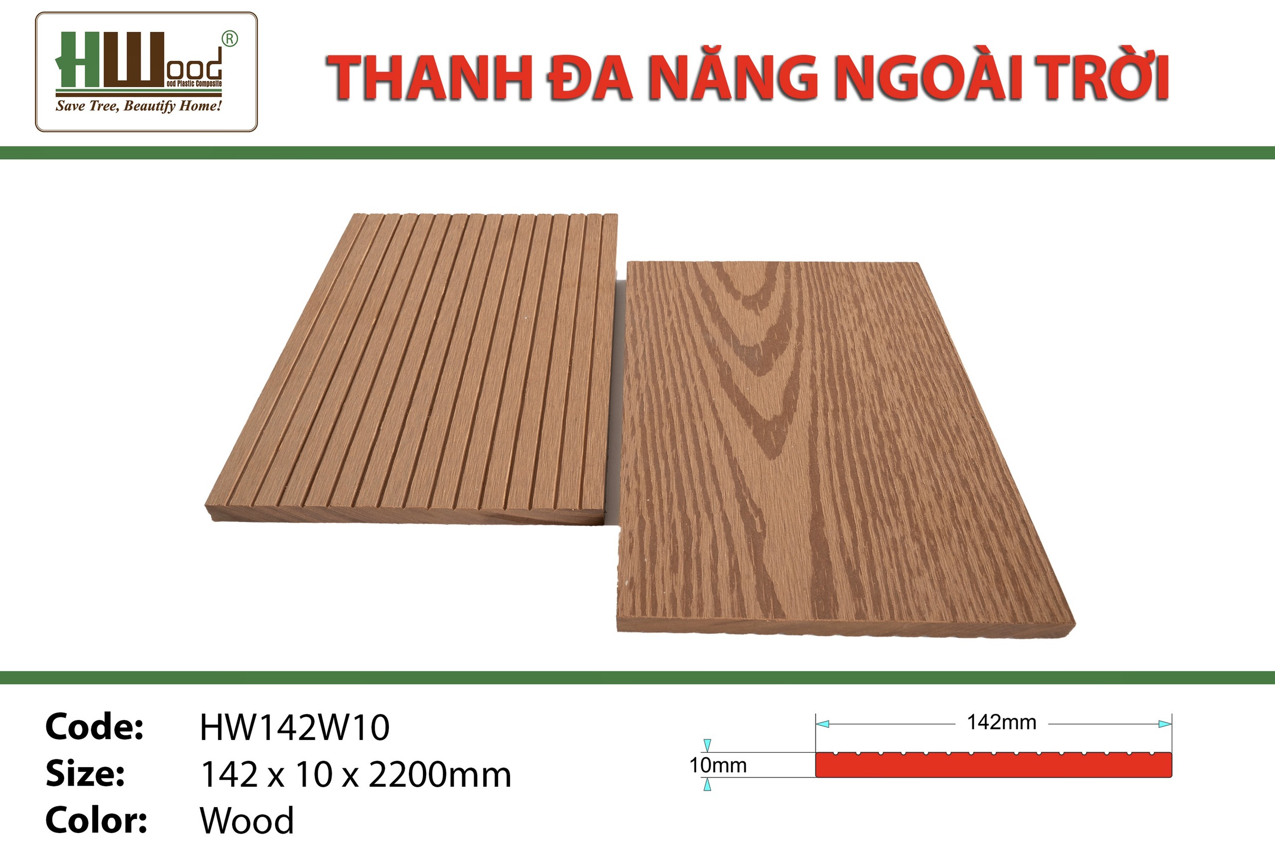 Gỗ nhựa ngoài trời Hwood Bình Dương